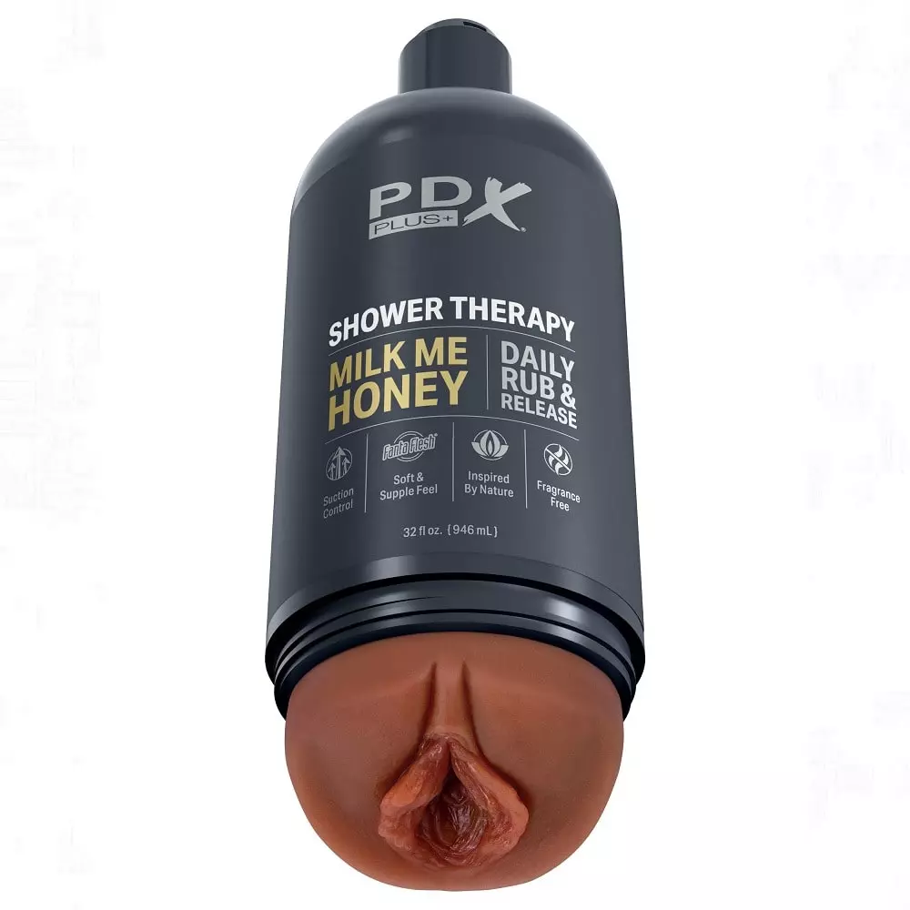 PDX Plus Shower Therapy Milk Me Honey Pussy Stroker In Brown